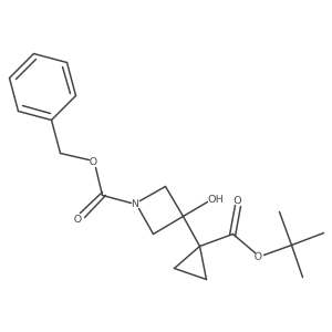 1-Azetidinecarboxylic acid, 3-[1-[(1,1-dimethylethoxy)carbonyl]cyclopropyl]-3-hydroxy-, phenylmethyl ester Structure