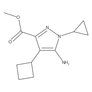 methyl 5-amino-4-cyclobutyl-1-cyclopropyl-1H-pyrazole-3-carboxylate结构式