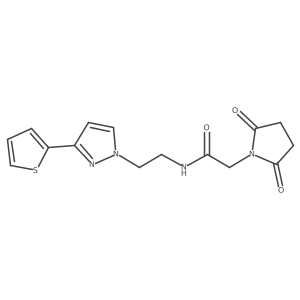 2-(2,5-dioxopyrrolidin-1-yl)-N-(2-(3-(thiophen-2-yl)-1H-pyrazol-1-yl)ethyl)acetamide结构式