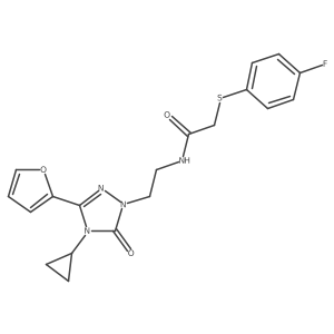 N-(2-(4-cyclopropyl-3-(furan-2-yl)-5-oxo-4,5-dihydro-1H-1,2,4-triazol-1-yl)ethyl)-2-((4-fluorophenyl)thio)acetamide结构式