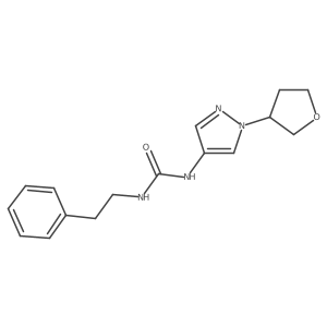 1-phenethyl-3-(1-(tetrahydrofuran-3-yl)-1H-pyrazol-4-yl)urea Structure