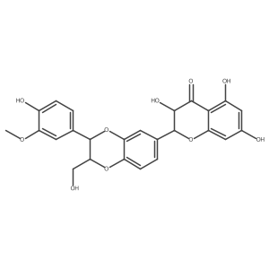 (2R,3R)-3,5,7-trihydroxy-2-((2S,3R)-3-(4-hydroxy-3-methoxyphenyl)-2-(hydroxymethyl)-2,3-dihydrobenzo[b][1,4]dioxin-6-yl)chroman-4-one结构式