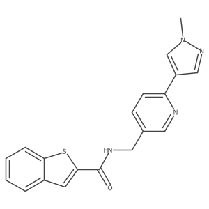 N-((6-(1-methyl-1H-pyrazol-4-yl)pyridin-3-yl)methyl)benzo[b]thiophene-2-carboxamide结构式