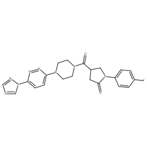 4-(4-(6-(1H-1,2,4-triazol-1-yl)pyridazin-3-yl)piperazine-1-carbonyl)-1-(4-fluorophenyl)pyrrolidin-2-one Structure