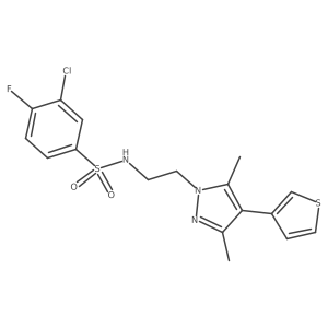 3-chloro-N-(2-(3,5-dimethyl-4-(thiophen-3-yl)-1H-pyrazol-1-yl)ethyl)-4-fluorobenzenesulfonamide Structure