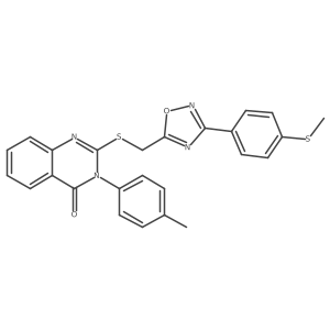 2-(((3-(4-(methylthio)phenyl)-1,2,4-oxadiazol-5-yl)methyl)thio)-3-(p-tolyl)quinazolin-4(3H)-one结构式