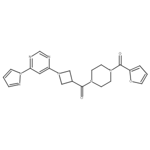 (1-(6-(1H-pyrazol-1-yl)pyrimidin-4-yl)azetidin-3-yl)(4-(furan-2-carbonyl)piperazin-1-yl)methanone Structure