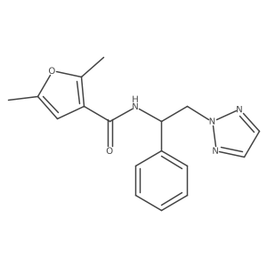 2,5-dimethyl-N-(1-phenyl-2-(2H-1,2,3-triazol-2-yl)ethyl)furan-3-carboxamide结构式