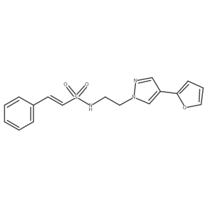 (E)-N-(2-(4-(furan-2-yl)-1H-pyrazol-1-yl)ethyl)-2-phenylethenesulfonamide结构式