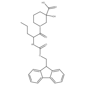 1-[2-({[(9H-fluoren-9-yl)methoxy]carbonyl}amino)pentanoyl]-3-hydroxypiperidine-3-carboxylic acid Structure