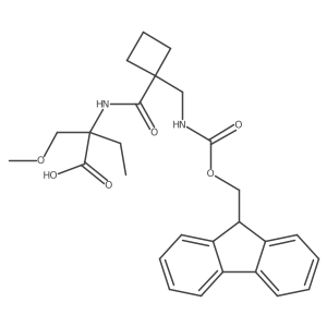 2-({1-[({[(9H-fluoren-9-yl)methoxy]carbonyl}amino)methyl]cyclobutyl}formamido)-2-(methoxymethyl)butanoic acid结构式