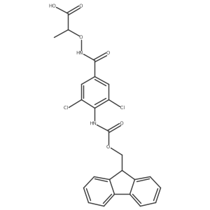 2-({[3,5-dichloro-4-({[(9H-fluoren-9-yl)methoxy]carbonyl}amino)phenyl]formamido}oxy)propanoic acid Structure