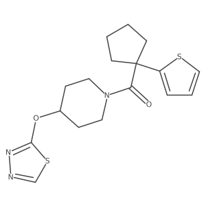 (4-((1,3,4-Thiadiazol-2-yl)oxy)piperidin-1-yl)(1-(thiophen-2-yl)cyclopentyl)methanone结构式