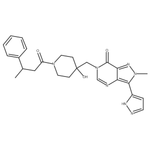 (R)-6-((4-Hydroxy-1-(3-phenylbutanoyl)piperidin-4-yl)methyl)-2-methyl-3-(1H-pyrazol-3-yl)-2H-pyrazolo[4,3-d]pyrimidin-7(6H)-one Structure