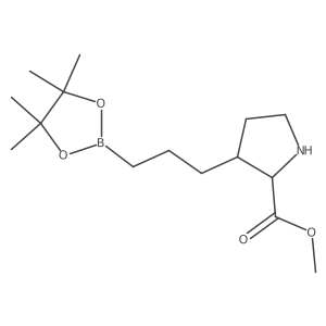 Rel-methyl (2S,3R)-3-(3-(4,4,5,5-tetramethyl-1,3,2-dioxaborolan-2-yl)propyl)pyrrolidine-2-carboxylate Structure