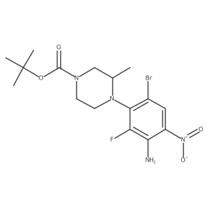 1,1-Dimethylethyl 4-(3-amino-6-bromo-2-fluoro-4-nitrophenyl)-3-methyl-1-piperazinecarboxylate Structure