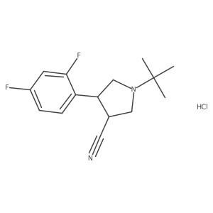 (3R,4R)-1-(tert-Butyl)-4-(2,4-difluorophenyl)pyrrolidine-3-carbonitrile hydrochloride结构式
