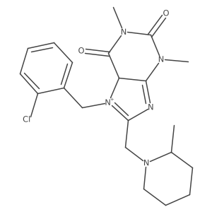 7-[(2-chlorophenyl)methyl]-1,3-dimethyl-8-[(2-methylpiperidin-1-yl)methyl]-5H-purin-7-ium-2,6-dione结构式