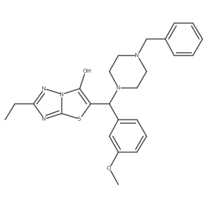 5-((4-Benzylpiperazin-1-yl)(3-methoxyphenyl)methyl)-2-ethylthiazolo[3,2-b][1,2,4]triazol-6-ol结构式