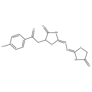(E)-5-(2-(4-fluorophenyl)-2-oxoethyl)-2-((E)-(4-oxothiazolidin-2-ylidene)hydrazono)thiazolidin-4-one Structure