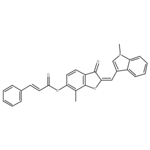 (2E)-7-methyl-2-[(1-methyl-1H-indol-3-yl)methylidene]-3-oxo-2,3-dihydro-1-benzofuran-6-yl (2E)-3-phenylprop-2-enoate结构式