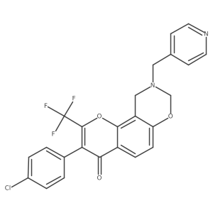 3-(4-chlorophenyl)-9-(pyridin-4-ylmethyl)-2-(trifluoromethyl)-9,10-dihydro-4H,8H-chromeno[8,7-e][1,3]oxazin-4-one Structure