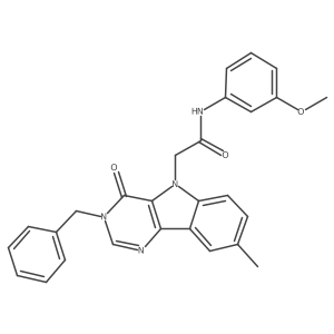 2-{3-benzyl-8-methyl-4-oxo-3H,4H,5H-pyrimido[5,4-b]indol-5-yl}-N-(3-methoxyphenyl)acetamide结构式