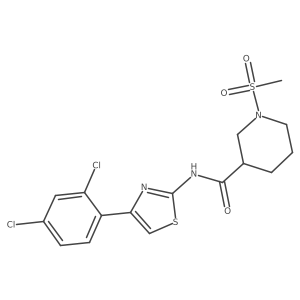 N-(4-(2,4-dichlorophenyl)thiazol-2-yl)-1-(methylsulfonyl)piperidine-3-carboxamide结构式