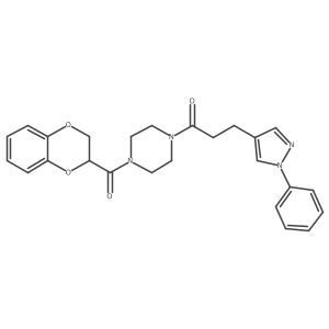 1-[4-(2,3-Dihydro-1,4-benzodioxine-3-carbonyl)piperazin-1-yl]-3-(1-phenylpyrazol-4-yl)propan-1-one Structure