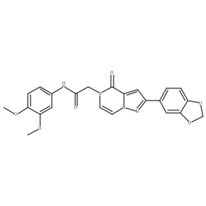 2-[2-(1,3-benzodioxol-5-yl)-4-oxopyrazolo[1,5-a]pyrazin-5(4H)-yl]-N-(3,4-dimethoxyphenyl)acetamide结构式