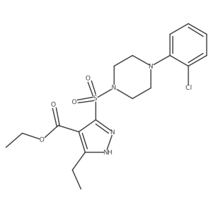 ethyl 5-((4-(2-chlorophenyl)piperazin-1-yl)sulfonyl)-3-ethyl-1H-pyrazole-4-carboxylate结构式