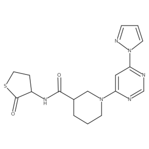 1-(6-(1H-pyrazol-1-yl)pyrimidin-4-yl)-N-(2-oxotetrahydrothiophen-3-yl)piperidine-3-carboxamide Structure