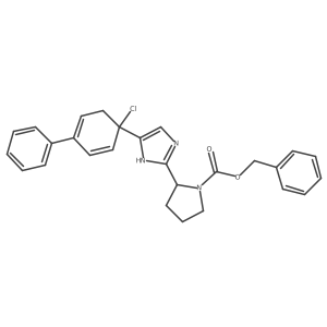 (S)-benzyl 2-(5-(4-chlorobiphenyl-4-yl)-1H-imidazol-2-yl)pyrrolidine-1-carboxylate结构式