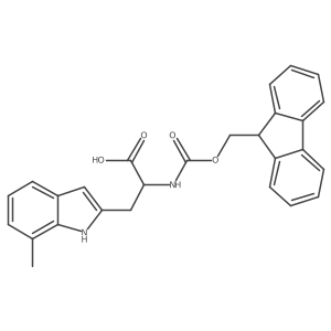 2-((((9H-Fluoren-9-yl)methoxy)carbonyl)amino)-3-(7-methyl-1H-indol-2-yl)propanoic acid结构式