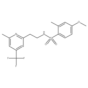 4-methoxy-2-methyl-N-(2-(4-methyl-6-(trifluoromethyl)pyrimidin-2-yl)ethyl)benzenesulfonamide结构式