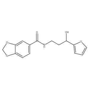 N-(3-hydroxy-3-(thiophen-2-yl)propyl)benzo[d][1,3]dioxole-5-carboxamide结构式