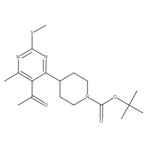 Tert-butyl 4-(5-acetyl-6-methyl-2-(methylthio)pyrimidin-4-yl)piperidine-1-carboxylate结构式
