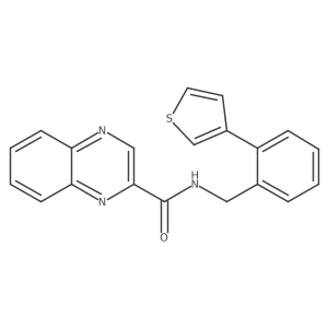 N-(2-(thiophen-3-yl)benzyl)quinoxaline-2-carboxamide结构式