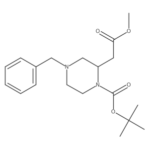 Tert-butyl 2-((methoxycarbonyl)methyl)-4-benzylpiperazine-1-carboxylate Structure