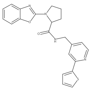 1-(benzo[d]oxazol-2-yl)-N-((2-(thiophen-2-yl)pyridin-4-yl)methyl)pyrrolidine-2-carboxamide结构式