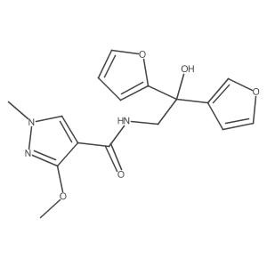 N-(2-(furan-2-yl)-2-(furan-3-yl)-2-hydroxyethyl)-3-methoxy-1-methyl-1H-pyrazole-4-carboxamide结构式