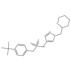 N-(1-((tetrahydro-2H-pyran-2-yl)methyl)-1H-pyrazol-4-yl)-1-(4-(trifluoromethyl)phenyl)methanesulfonamide Structure