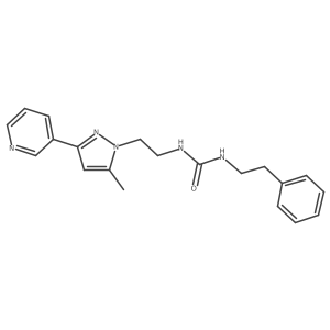 1-(2-(5-methyl-3-(pyridin-3-yl)-1H-pyrazol-1-yl)ethyl)-3-phenethylurea结构式