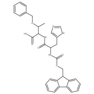 (2R,3S)-3-(benzyloxy)-2-[(2S)-2-({[(9H-fluoren-9-yl)methoxy]carbonyl}amino)-3-(1H-imidazol-4-yl)propanamido]butanoic acid结构式