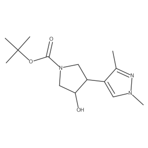 tert-butyl 3-(1,3-dimethyl-1H-pyrazol-4-yl)-4-hydroxypyrrolidine-1-carboxylate结构式