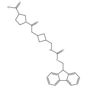 1-(2-{3-[({[(9H-fluoren-9-yl)methoxy]carbonyl}amino)methyl]cyclobutyl}acetyl)pyrrolidine-3-carboxylic acid结构式