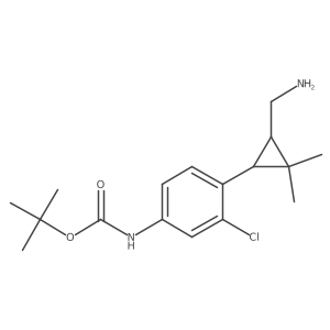 rac-tert-butyl N-{4-[(1R,3R)-3-(aminomethyl)-2,2-dimethylcyclopropyl]-3-chlorophenyl}carbamate Structure