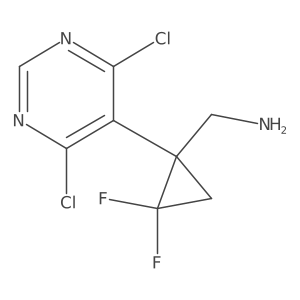 [1-(4,6-Dichloropyrimidin-5-yl)-2,2-difluorocyclopropyl]methanamine结构式