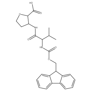 3-[(2R)-2-({[(9H-fluoren-9-yl)methoxy]carbonyl}amino)-3-methylbutanamido]oxolane-2-carboxylic acid Structure