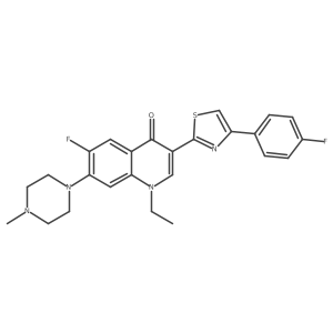 1-Ethyl-6-fluoro-3-[4-(4-fluorophenyl)-1,3-thiazol-2-yl]-7-(4-methylpiperazin-1-yl)-1,4-dihydroquinolin-4-one结构式